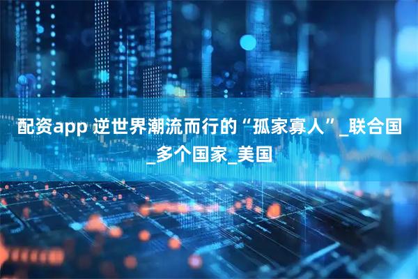 配资app 逆世界潮流而行的“孤家寡人”_联合国_多个国家_美国